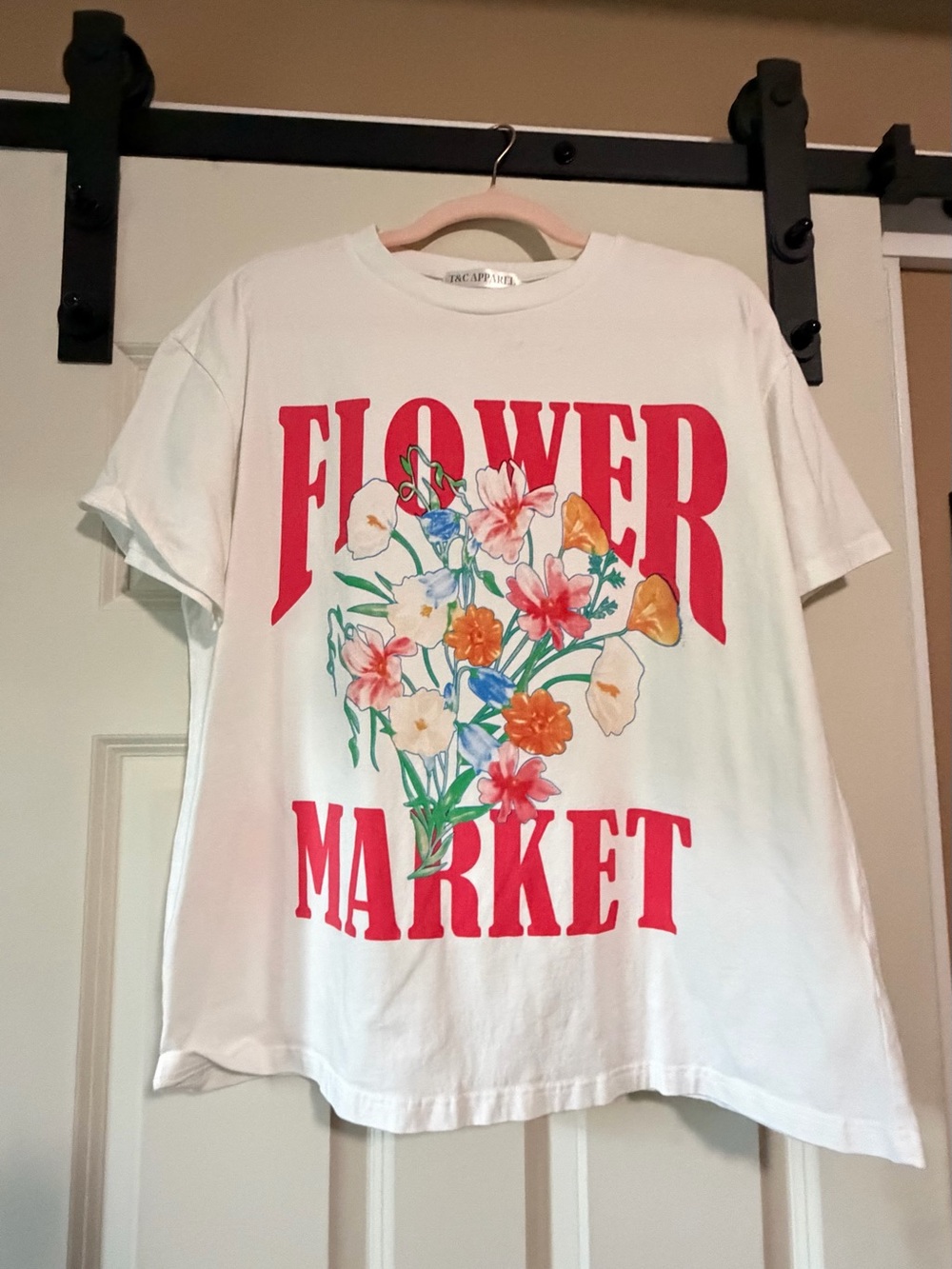 Kids 'Flower Market' Graphic Tee - White with Red Floral Print